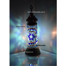 Galata Kulesi Lambası,mozaik Silindir Masa Lambası,silindir Türk Lambaları,hediyelik Lambası Mavi