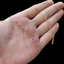 Modahilye 925 Ayar Gümüş Sıralı Ayyıldız Rose Gold Kolye