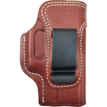 Glock 19 Uyumlu Sağ-Sol El Değişebilir Deri Iç-Dış Kahverengi Silah Kılıfı