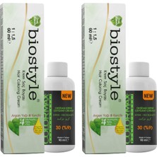 Biostyle Bitki Özlü Argan ve Keratin 7.85 Açık Kestane 2 Adet 60 ml Saç Boyası +2 Adet 90 ml Oksidan