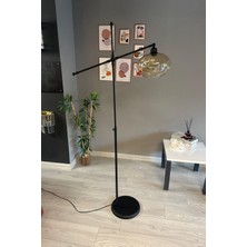 Cam Bal Rengi Lambader Siyah Metal Gövde Modern Oturma Odası