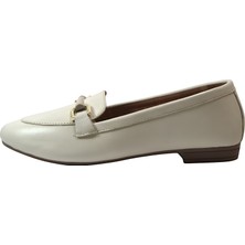 Beety 142.102-2 Hakiki Soft Deri Bej Tokalı Kadın Babet