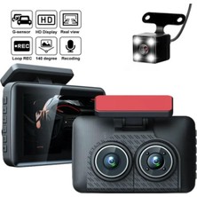Araç Içi Hd Kamera Video Kaydedici 3 Kamera 1080P Full Hd Araç Kamerası Wdr G-Sensor 5mp Büyük Ekran