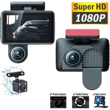 Araç Içi Hd Kamera Video Kaydedici 3 Kamera 1080P Full Hd Araç Kamerası Wdr G-Sensor 5mp Büyük Ekran