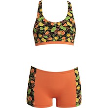 Ruko Maio 24158-3 Kız Çocuk Desenli Freeset Şortlu Bikini