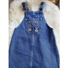 Starry Couture Mickey Nakışlı Kot Salopet Kız Çocuk Elbise