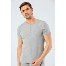 Cacharel Erkek Bisiklet Yaka Düğmeli T-Shirt 1308/GRI