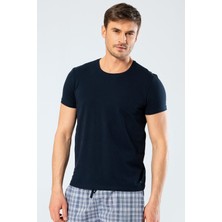 Cacharel Erkek Bisiklet Yaka Likralı T-Shirt 1331/LACIVERT