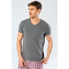 Cacharel Erkek V Yaka Likralı T-Shirt 1332/ANTRASIT
