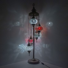 Mozaik 5'li Lambader, Köşe Lambası, Osmanlı Dekoratif Ev Aydınlatmaları, El Yapımı Mozaik Lamba