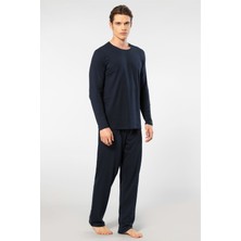 Cacharel Erkek Bisiklet Yaka Uzun Kollu Modal Pijama Takımı 2244/LACIVERT