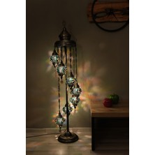 7 Küreli Lambader, Mozaik Türk Lambası, Geleneksel Osmanlı Ev Dekorasyonu, 150 x 46  cm