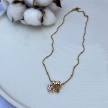Kalp Taşlı Modern Çelik Kolye