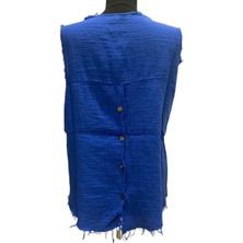 Müslin Pis Dikiş Arkası Düğme Detaylı Bluz