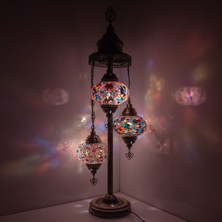 Osmanlı Fas El Yapımı Mozaik Lambader, Eskitme Ayaklı Köşe Lambası