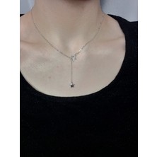 Crystal Atelier Yıldızlı Asansörlü Zarif Zincir Kolye, Yıldız Detaylı Ayarlanabilir Gümüş Kaplama Kolye, Yıldız Kolye, Kararmaz Gümüş Kaplama Zincir Yıldız Kolye, Fairycore Y2K Yıldız Kolye