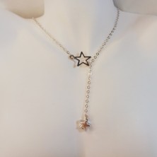 Crystal Atelier Yıldızlı Asansörlü Zarif Zincir Kolye, Yıldız Detaylı Ayarlanabilir Gümüş Kaplama Kolye, Yıldız Kolye, Kararmaz Gümüş Kaplama Zincir Yıldız Kolye, Fairycore Y2K Yıldız Kolye