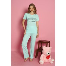 Mlale Brooklyn Desenli Suprem Kumaş Kısa Kollu Bayan Pijama Takımı 3371-M