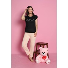 Mlale California Desenli Suprem Kumaş Kısa Kollu Bayan Pijama Takımı 3376-S