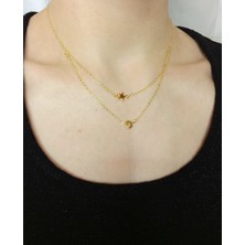 Crystal Atelier 2'li Ay ve Yıldız Uçlu Kolye, Altın Kaplama Zincir Minimal Ay ve Yıldız Uçlu Kolye, Kararmaz Altın Kaplama Zincir Kolye, Ay ve Yıldız Detaylı Kolye, Kadın Kolye, Hediyelik Kolye