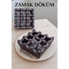 Modacar Kapaklı Zamak Döküm Kare Küllük Metal Kül Tablası - Kafe Küllüğü Kahve