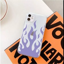 Galaxy A20 Renkli Ateş Desenli Şeffaf Kılıf