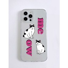 Galaxy M20 Kediler ve Meow Desenli Şeffaf Kılıf