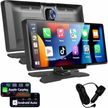 4K 10.2 Inç Çift Kameralı Araç Multimedya Ekranı Carplay Kablosuz Tüm Cihazlara Uyumlu
