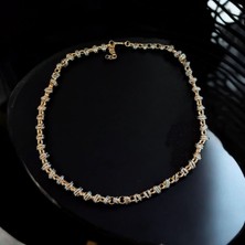 Edanova Gold ve Gümüş Renk Hareketli Tasarım Kolye Küpe Bileklik Seti