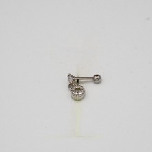 Yuvarlak Taş Sallantılı Paslanmaz Cerrahi Çelik Piercing… Gümüş/silver Renkli ve Şeffaf Taşlı (Targus Helix Conch Flat)