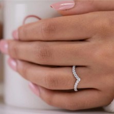 Irlanta Işıltılı 0.10 Carat Gümüş Sonsuzluk Yarımtur Kadın Yüzük (2 Yıl Garanti Belgeli)
