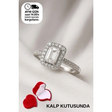  Pırlanta Işıltılı Gerçek Gümüşten Kadın 1 Carat Baget Yüzük