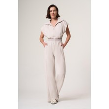 Cast Taş Rengi Modal Içerikli, Ara Biye Detaylı Ultra Rahat Tulum