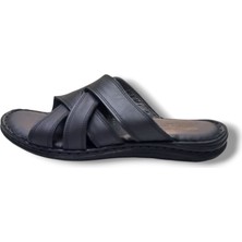 Growish GR0295 Içi Dışı  Deri Kaydırmaz Kauçuk Taban Erkek Comfort Rahat Terlik