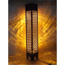 Teknotrust Modern Tasarımlı Ahşap Ev Dekorasyonu Gece Lambası 100 cm LED Işıklı Lambader Ahşap Renk