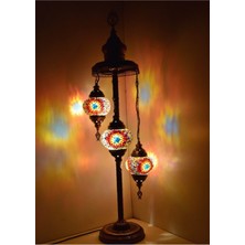 Mozaik Lambader,otantik Lambası,dekoratif Köşe Lambası 3 Lü Mozaik Gece Lambası Model 1