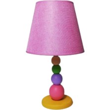 Çocuk Bebek Odası Yatak Odası Renkli Ahşap Abajur.pembe Lila Yeşil Krem Ahşap Top