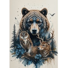 Bedeko Orman Hayvanları ve Ağaçlar Ahşap Tablo