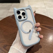 Apple iPhone 15 Pro Max Uyumlu Kılıf Zebana Magicat Silikon Kılıf (Kablosuz Şaj Destekli) Açık Mavi
