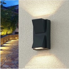 7 W Rodos Iki Yönlü Dekoratif Kare Duvar Aplik - Gün Işığı (3000K) - Siyah - IP44 - CT-7065