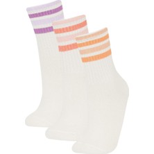 DeFacto Kız Çocuk 3'lü Pamuklu Uzun Çorap E6272A8NS