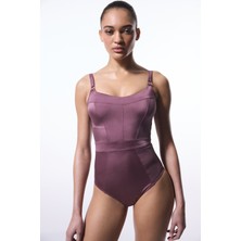 Bordo Dina Rose Tokalı Korseli Toparlayıcı Mayo