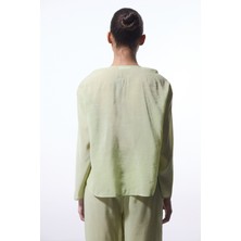 Açık Yeşil Mindy Bağlama Detaylı V Yaka Oversize Kimono