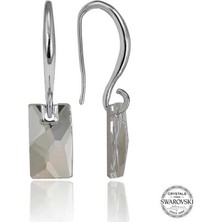 Swarovski Crystal Taşlı Gümüş Beyaz Baget Sallantılı Kadın Küpe