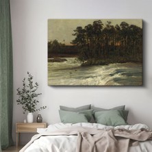 William Shayer - Orman Kenarında Akan Nehir Kanvas Tablo