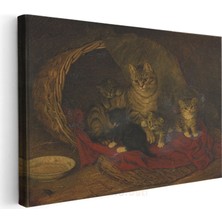 Henriëtte Ronner-Knip - Sepetteki Kediler Kanvas Tablo