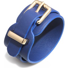 25.5cm Tarzı Mavi Sıcak Satış Deri Toka Basit Kadın Bileziği Pu Kayış Ayarlanabilir Bilezik Vintage Unisex Bilezik Takı Hediye (Yurt Dışından)