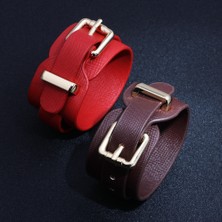 25.5cm Tarzı Mavi Sıcak Satış Deri Toka Basit Kadın Bileziği Pu Kayış Ayarlanabilir Bilezik Vintage Unisex Bilezik Takı Hediye (Yurt Dışından)