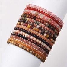 19CM Tarzı 4 mm Altın Kuğu Doğal Taş Pictura Jaspe Mineral Bilezik Kadın El Yapımı Esnek It Taş Boncuklu Şans Bilekliği Yoga Dua Pulsera (Yurt Dışından)
