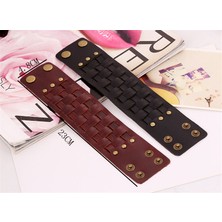 28CM Tarzı NO.82436 Beden Zorcvens El Yapımı Hakiki Deri Bileklikler Moda Kahverengi Punk Geniş Kolluk Bilezikler ve Bilezik Kadın Erkek Takı Için (Yurt Dışından)